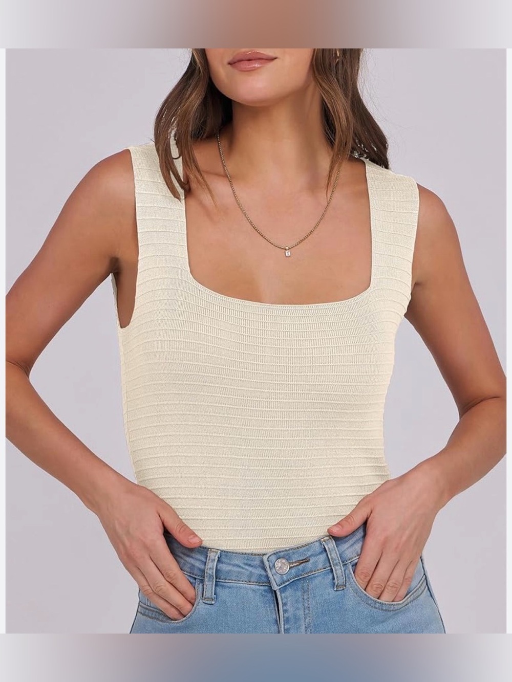 Broadway 38 Ribbed Texture Cream Top - Size M - NWT